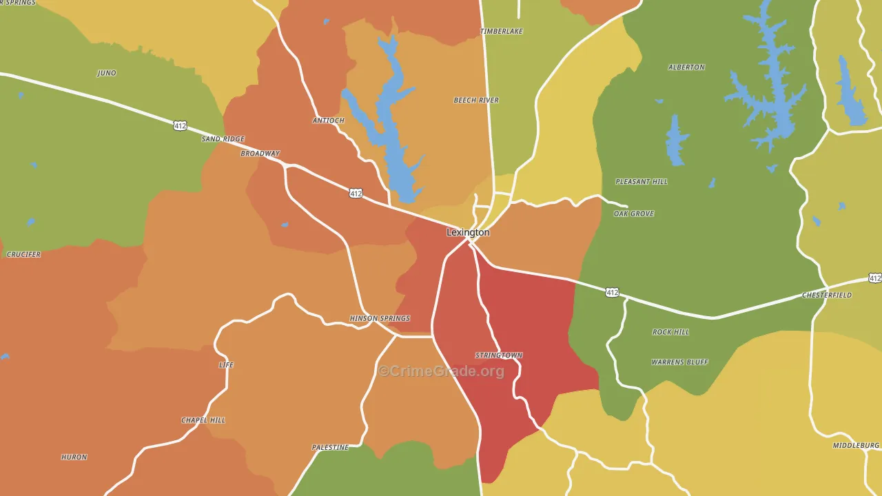 Henderson County, TN Map of Burglary Rates