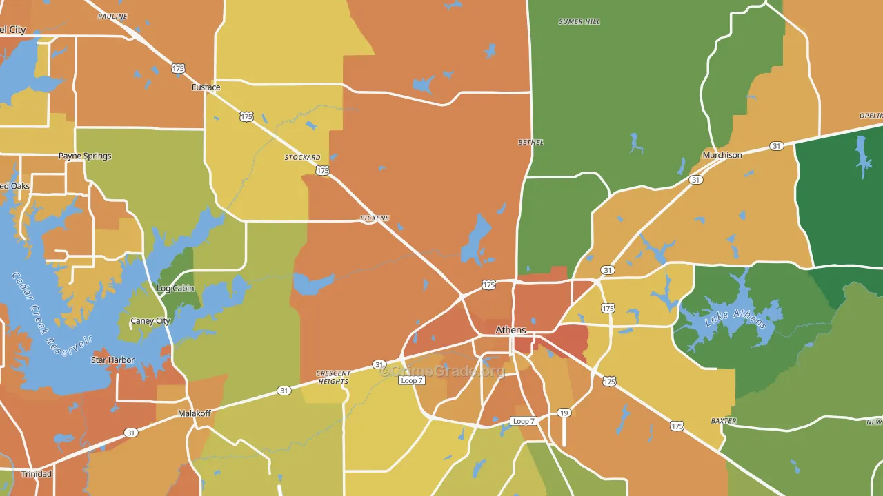 Henderson County, TX Map of Burglary Rates