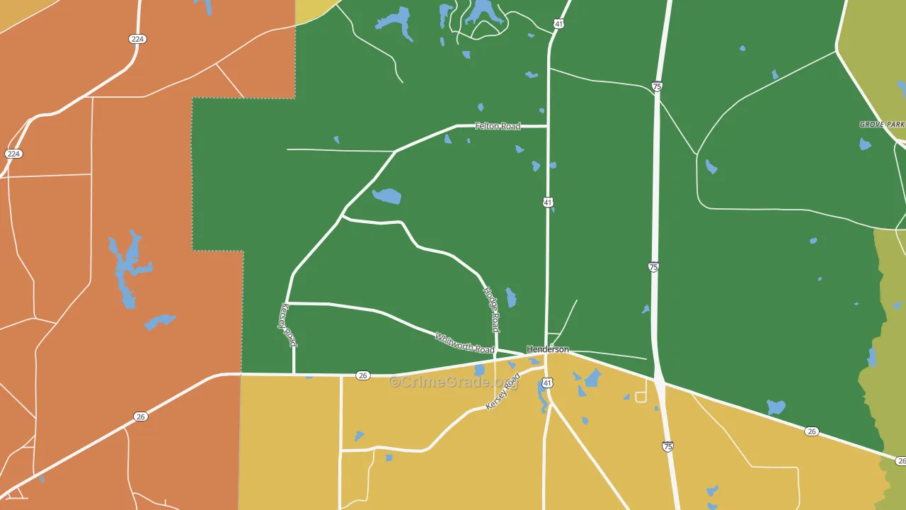 Henderson, GA Map of Burglary Rates