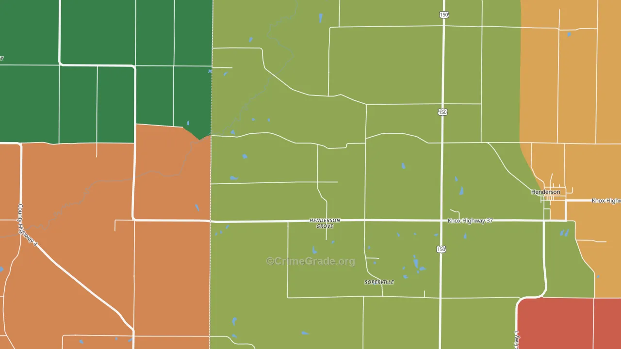 Henderson Grove, IL Map of Burglary Rates