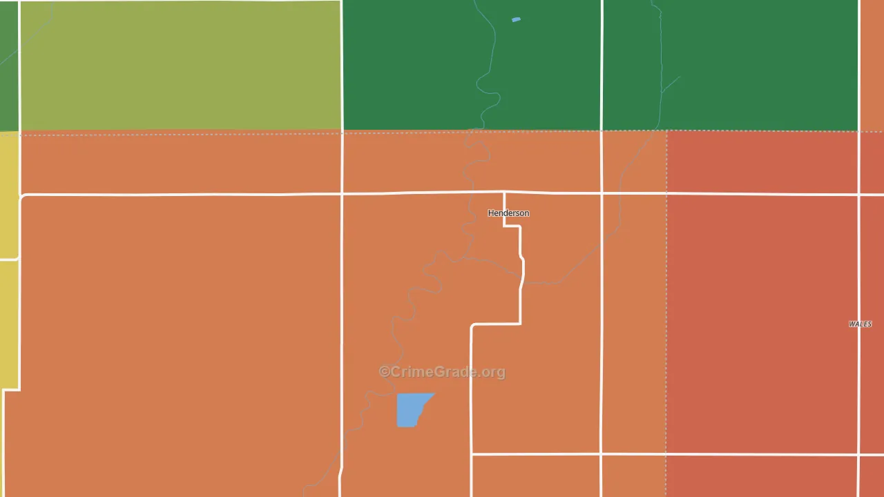 Henderson, IA Map of Burglary Rates