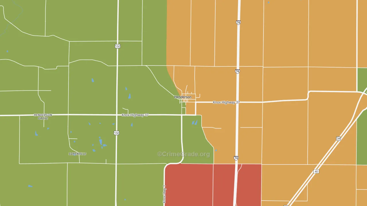 Henderson, IL Map of Burglary Rates