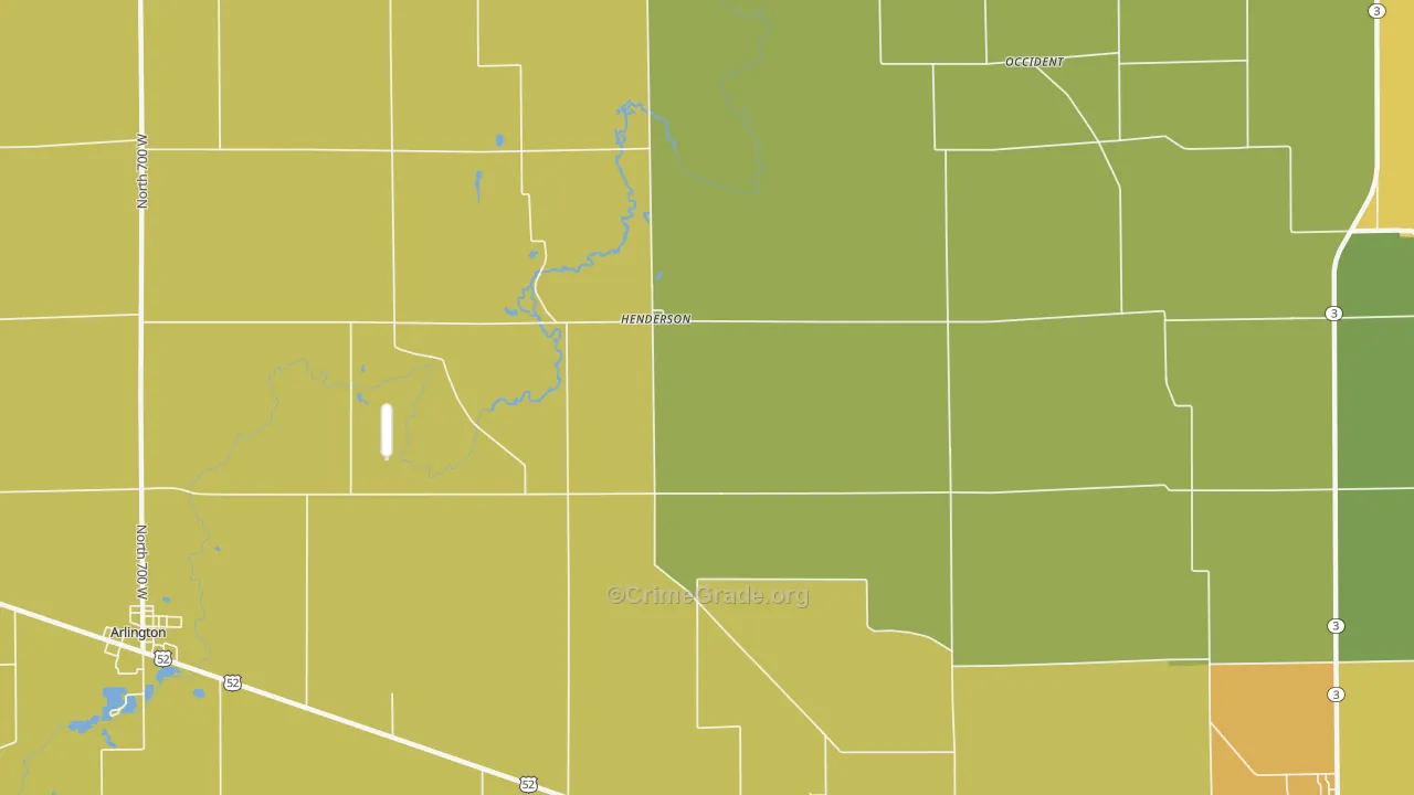 Henderson, IN Map of Burglary Rates