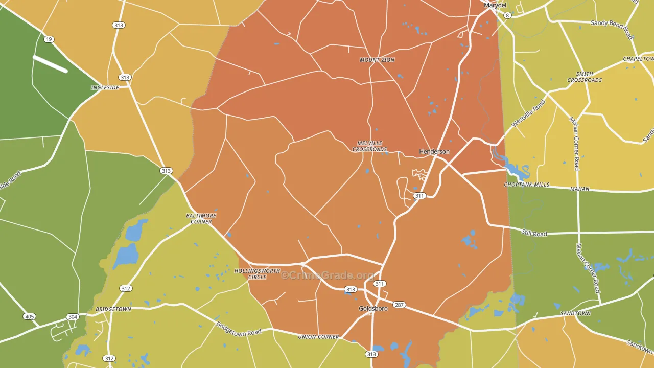 Henderson, MD Map of Burglary Rates