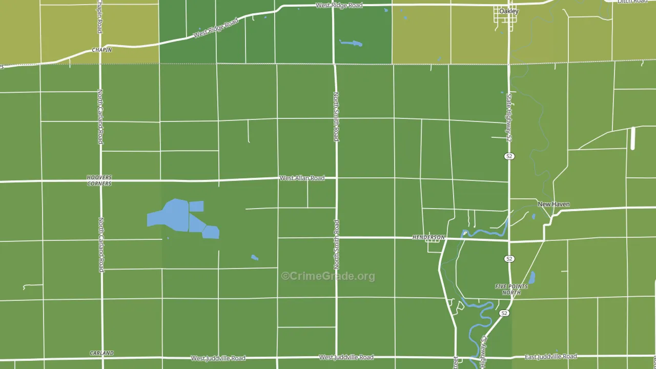 Henderson, MI Map of Burglary Rates