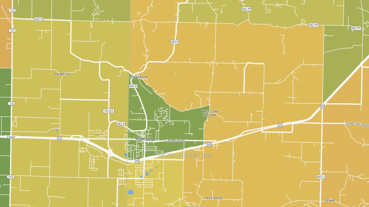 Henderson, MO Map of Burglary Rates
