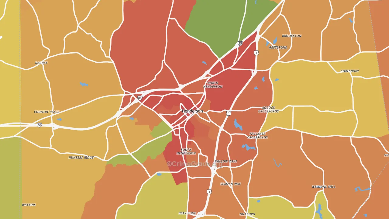 Henderson, NC Map of Burglary Rates