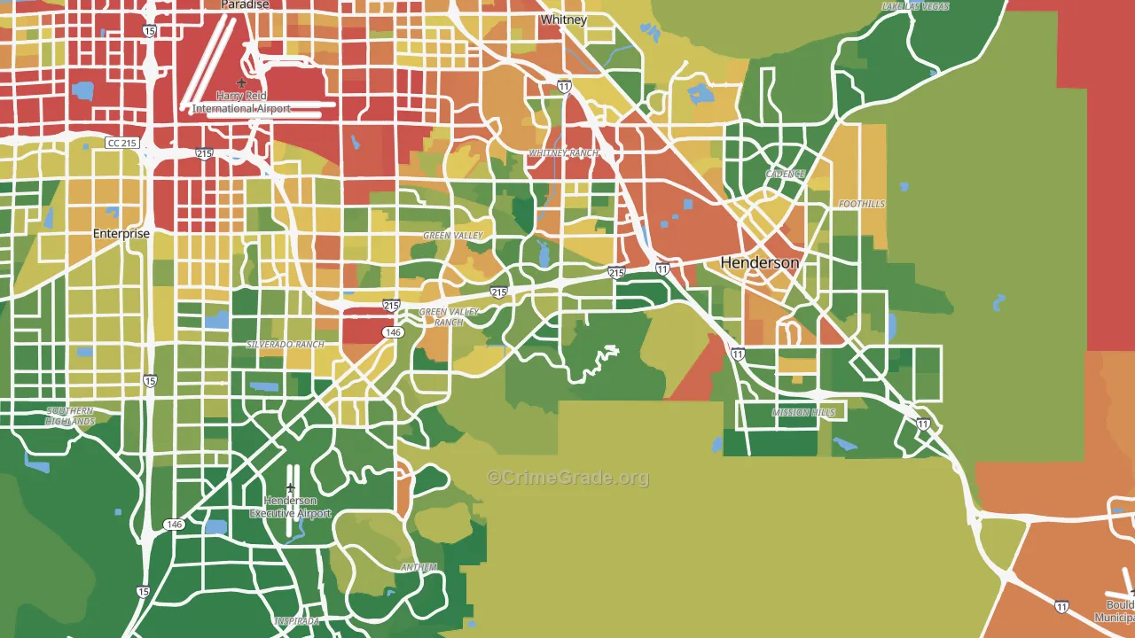 Henderson, NV Map of Burglary Rates