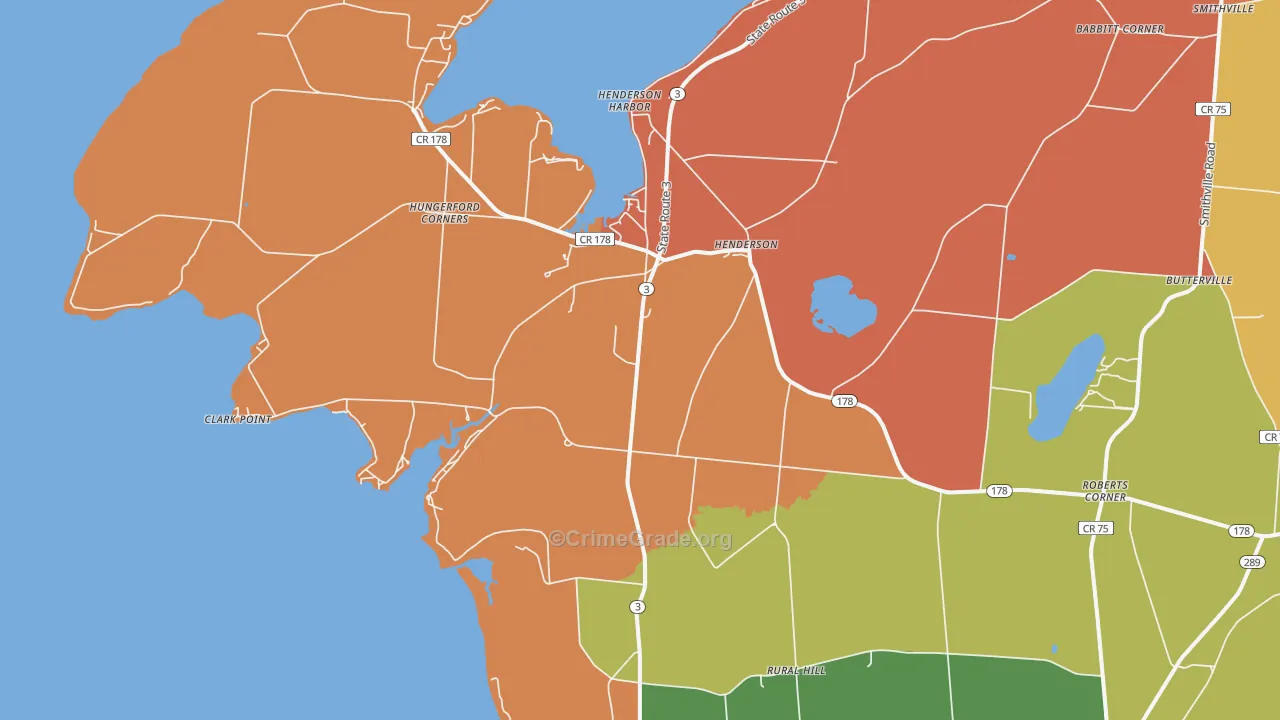 Henderson, NY Map of Burglary Rates