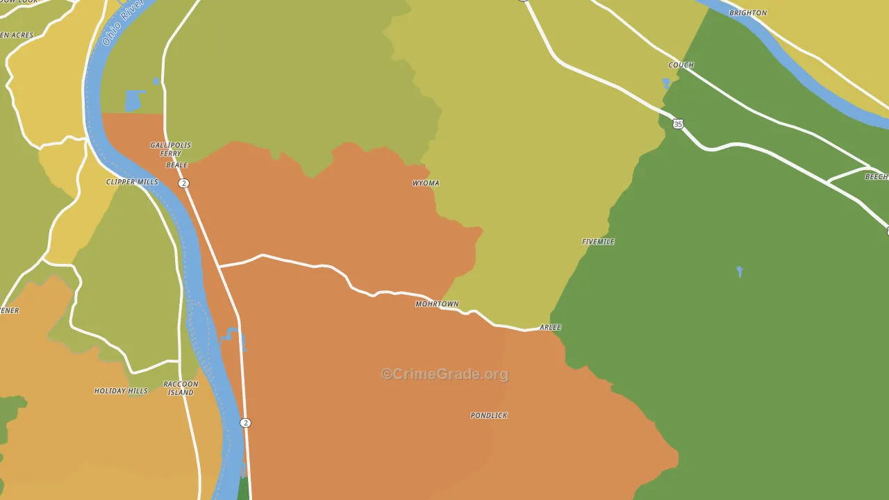 Henderson, WV Map of Burglary Rates