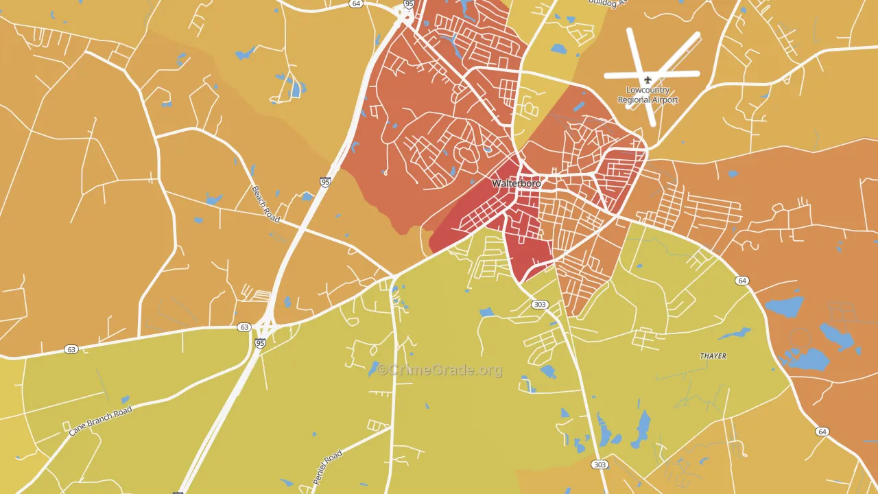 Hendersonville, SC Map of Burglary Rates