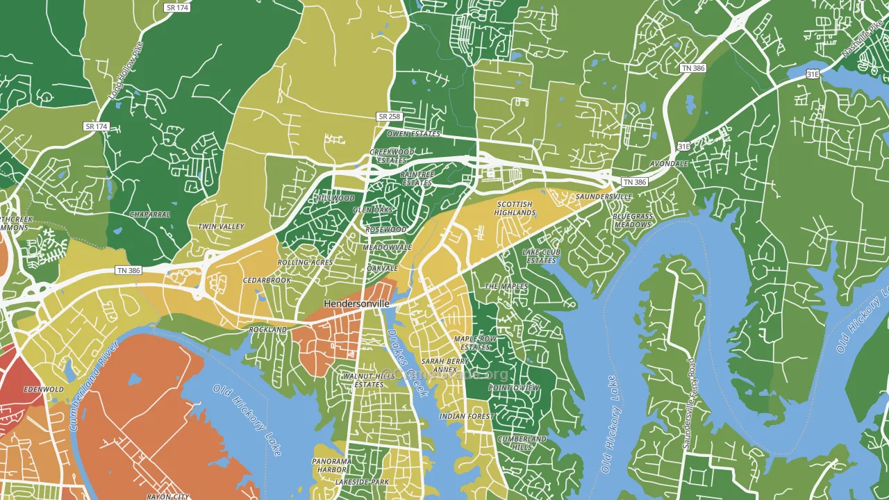 Hendersonville, TN Map of Burglary Rates