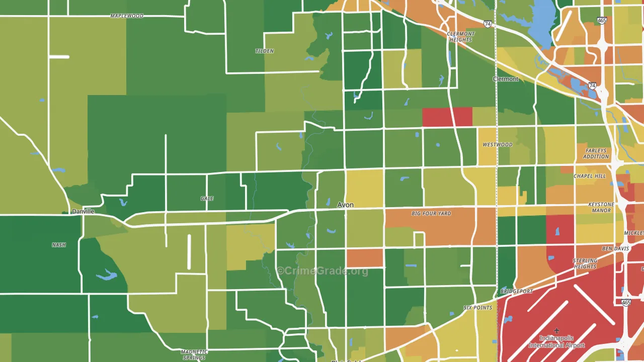 Hendricks County, IN Map of Burglary Rates