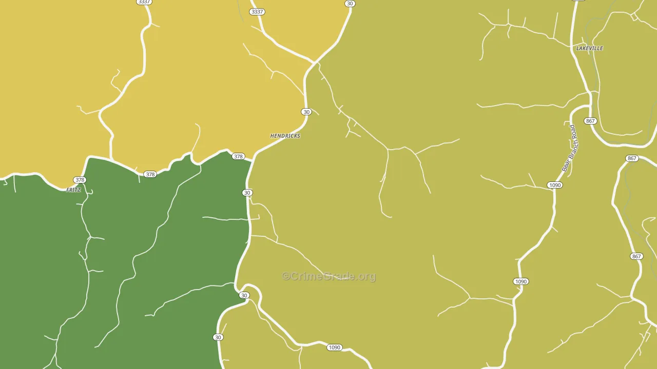 Hendricks, KY Map of Burglary Rates