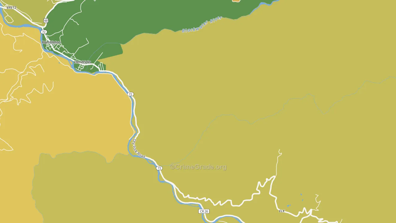 Hendricks, WV Map of Burglary Rates