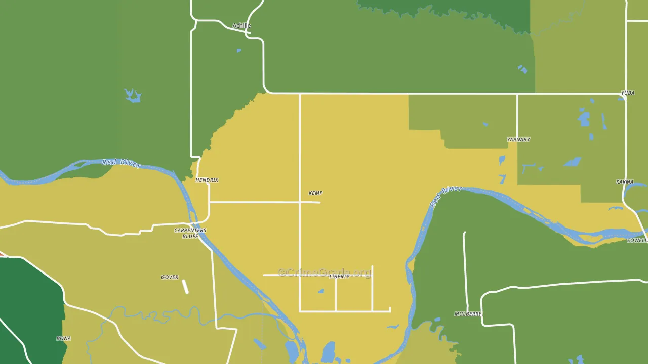 Hendrix, OK Map of Burglary Rates