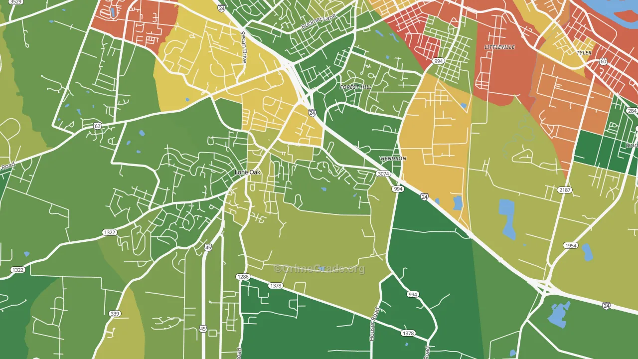 Hendron, KY Map of Burglary Rates
