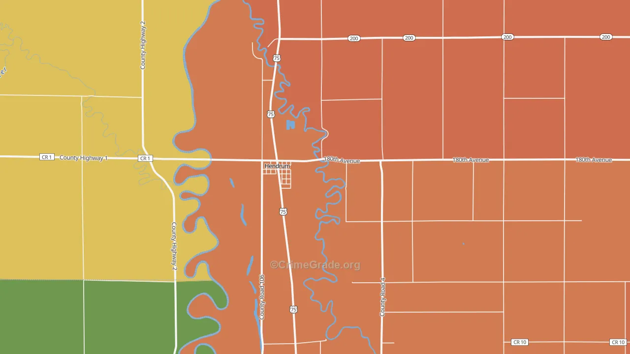 Hendrum, MN Map of Burglary Rates