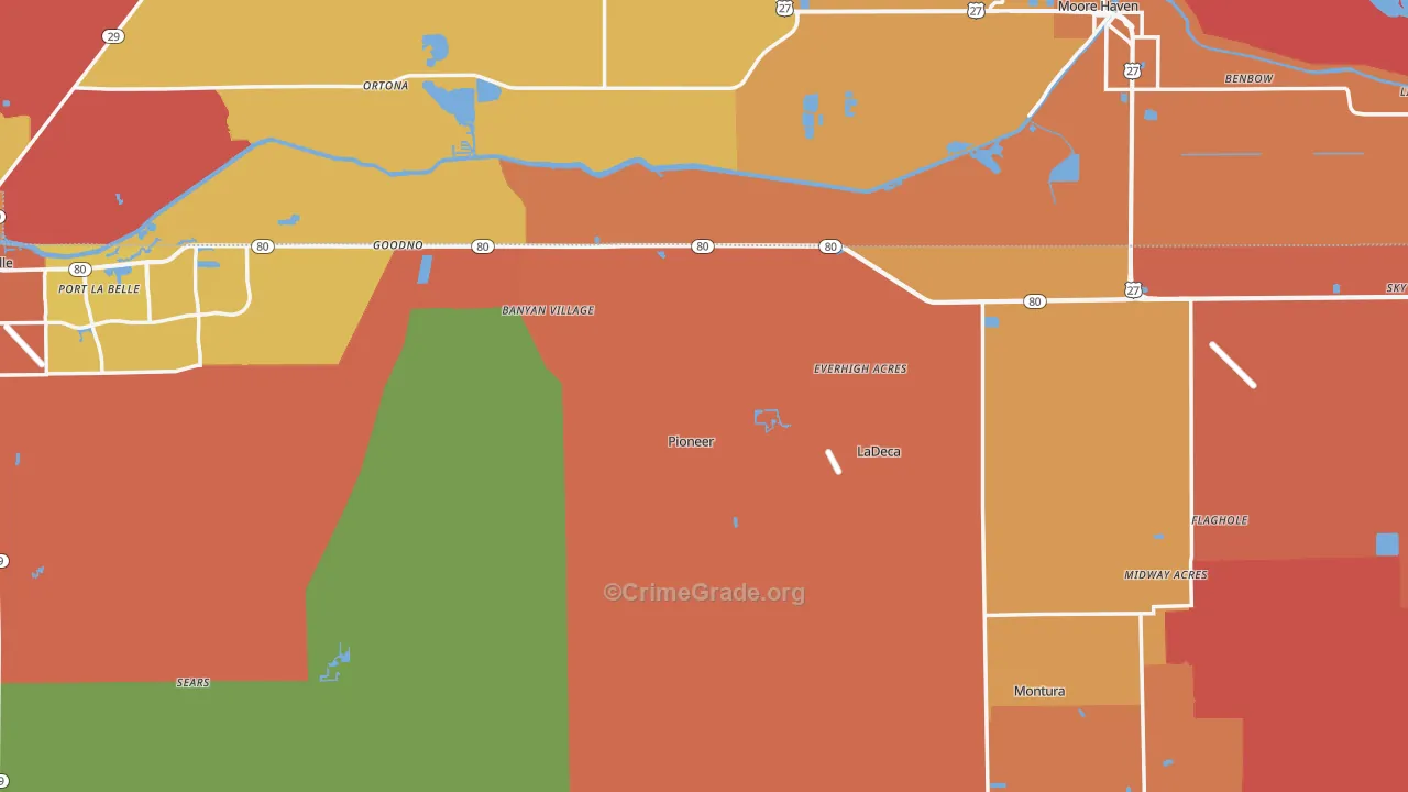 Hendry County, FL Map of Burglary Rates