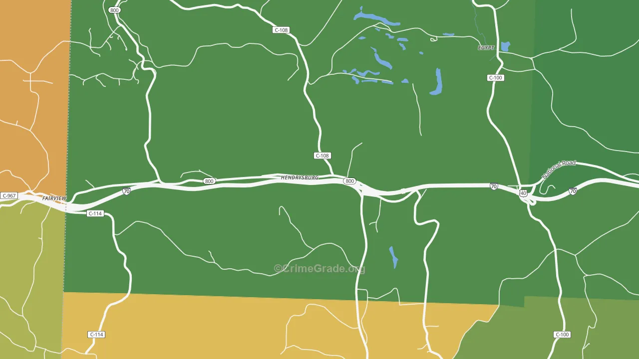 Hendrysburg, OH Map of Burglary Rates