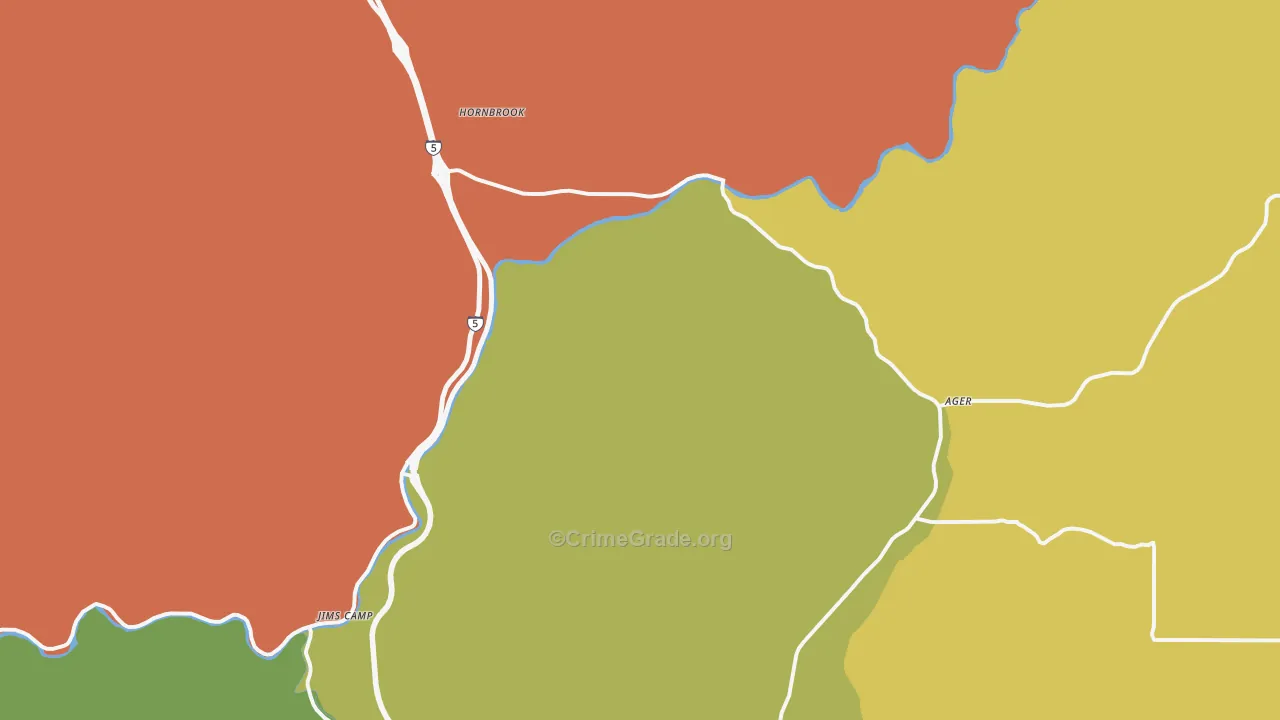 Henley, CA Map of Burglary Rates