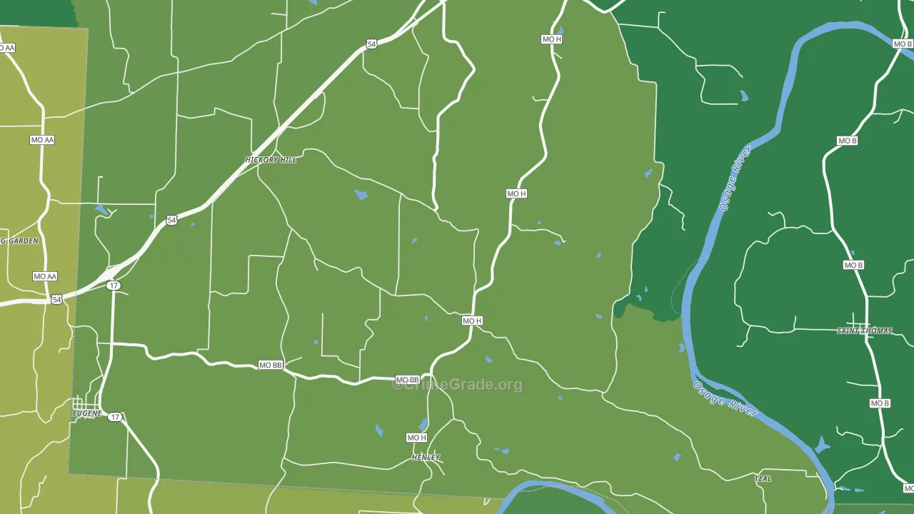 Henley, MO Map of Burglary Rates