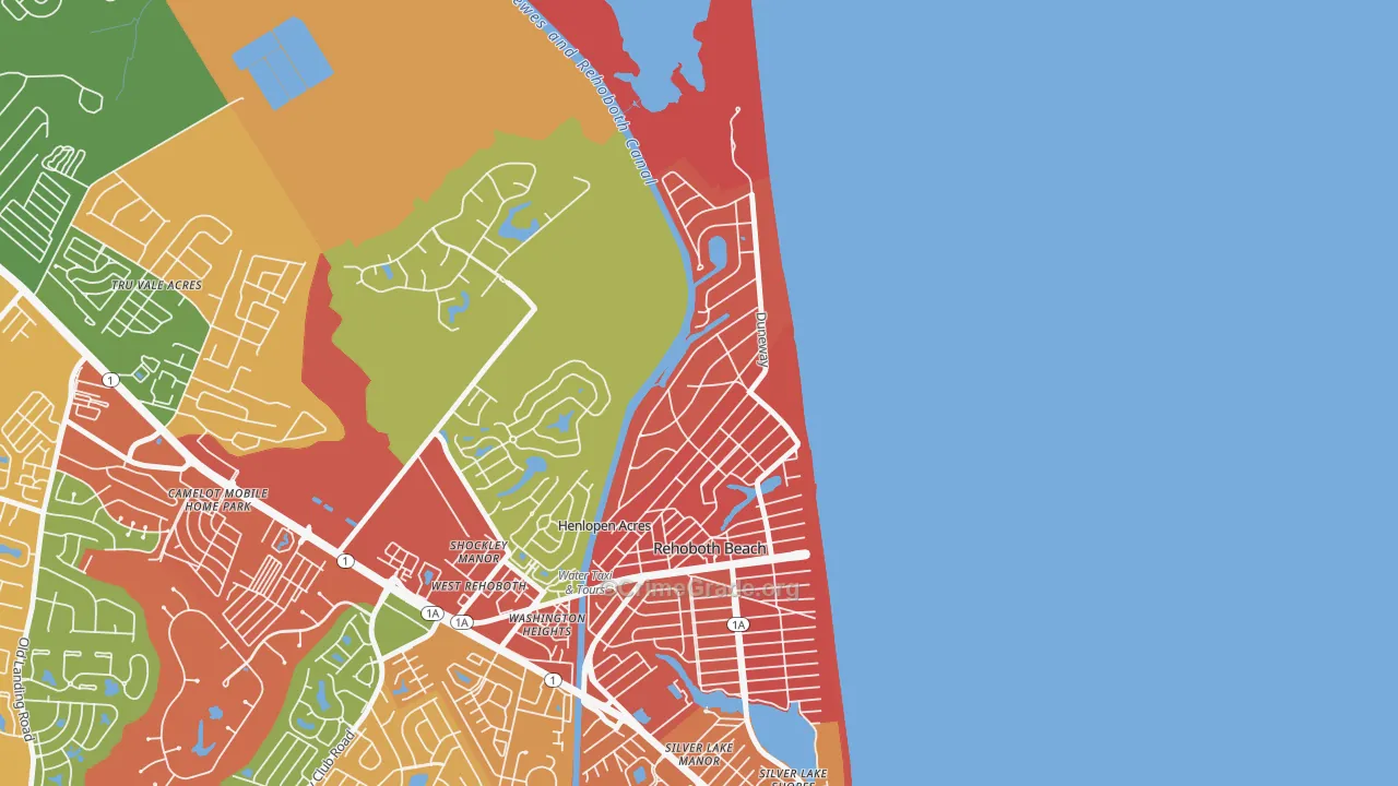 Henlopen Acres, DE Map of Burglary Rates