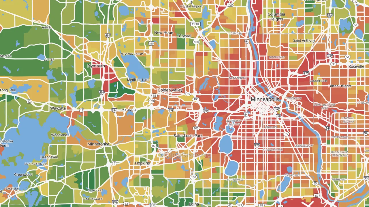 Hennepin County, MN Map of Burglary Rates