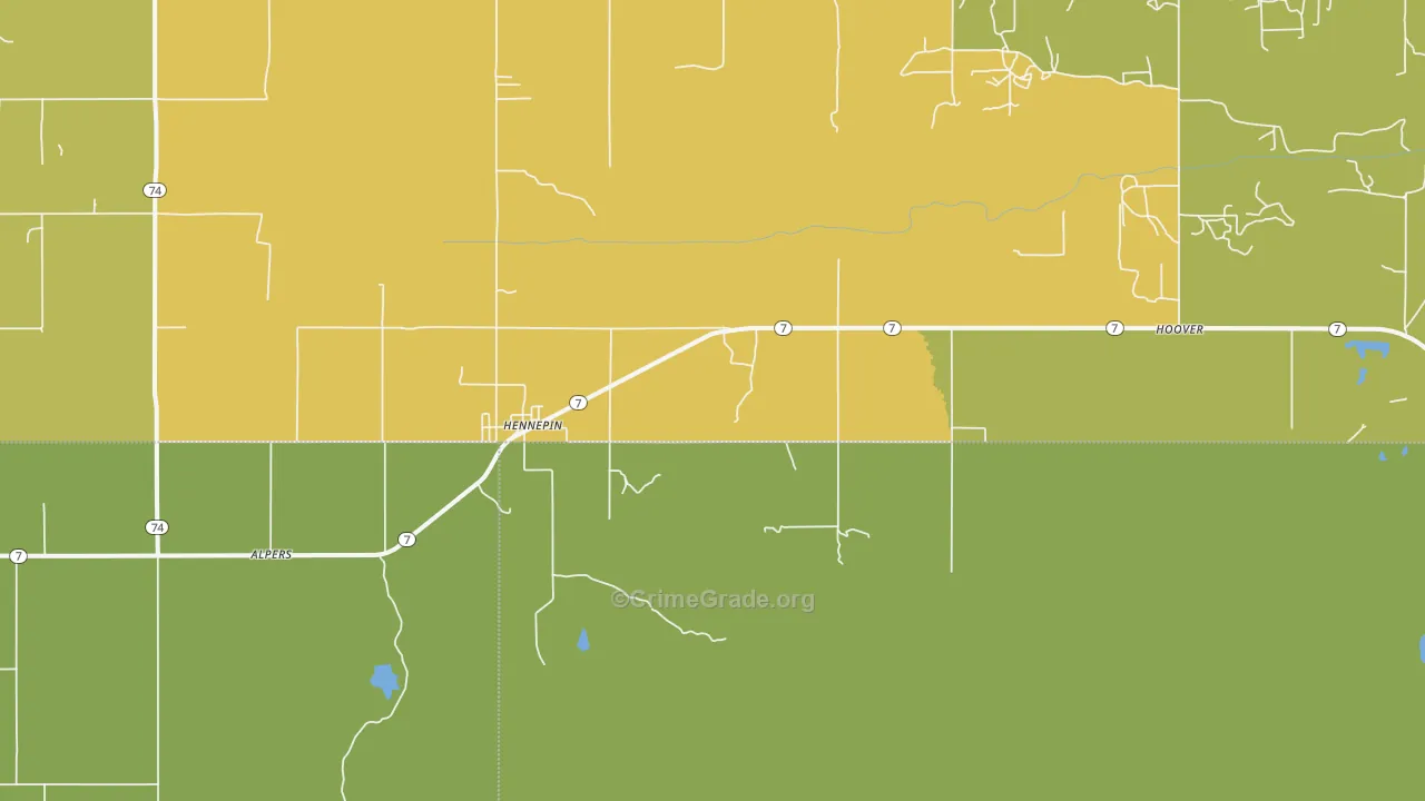 Hennepin, OK Map of Burglary Rates