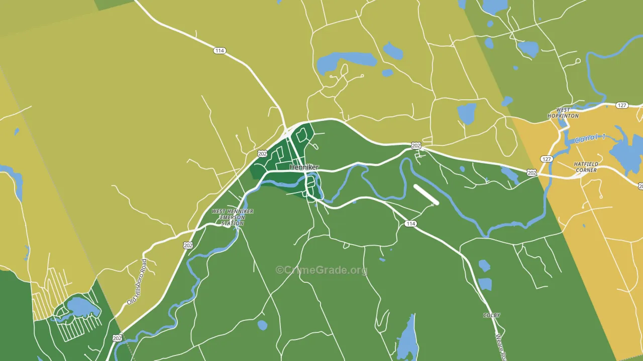 Henniker, NH Map of Burglary Rates