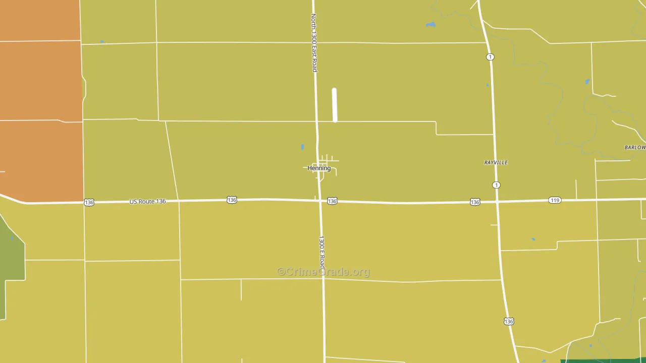 Henning, IL Map of Burglary Rates