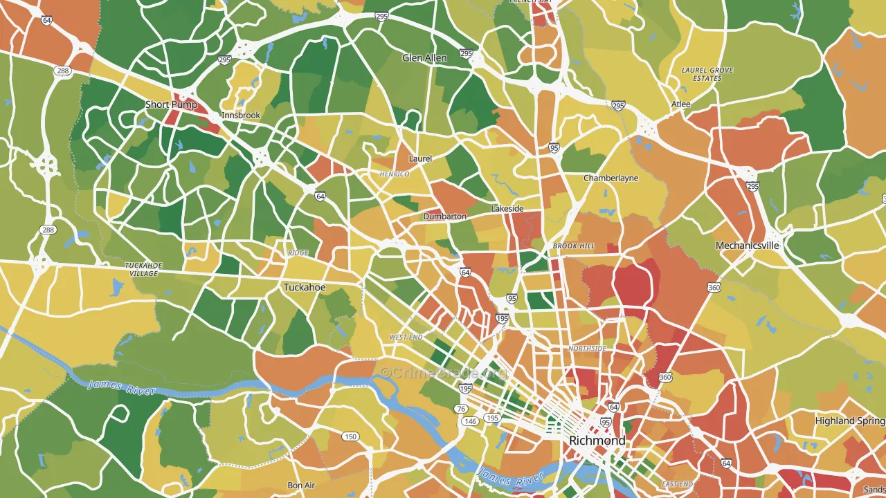 Henrico County, VA Map of Burglary Rates