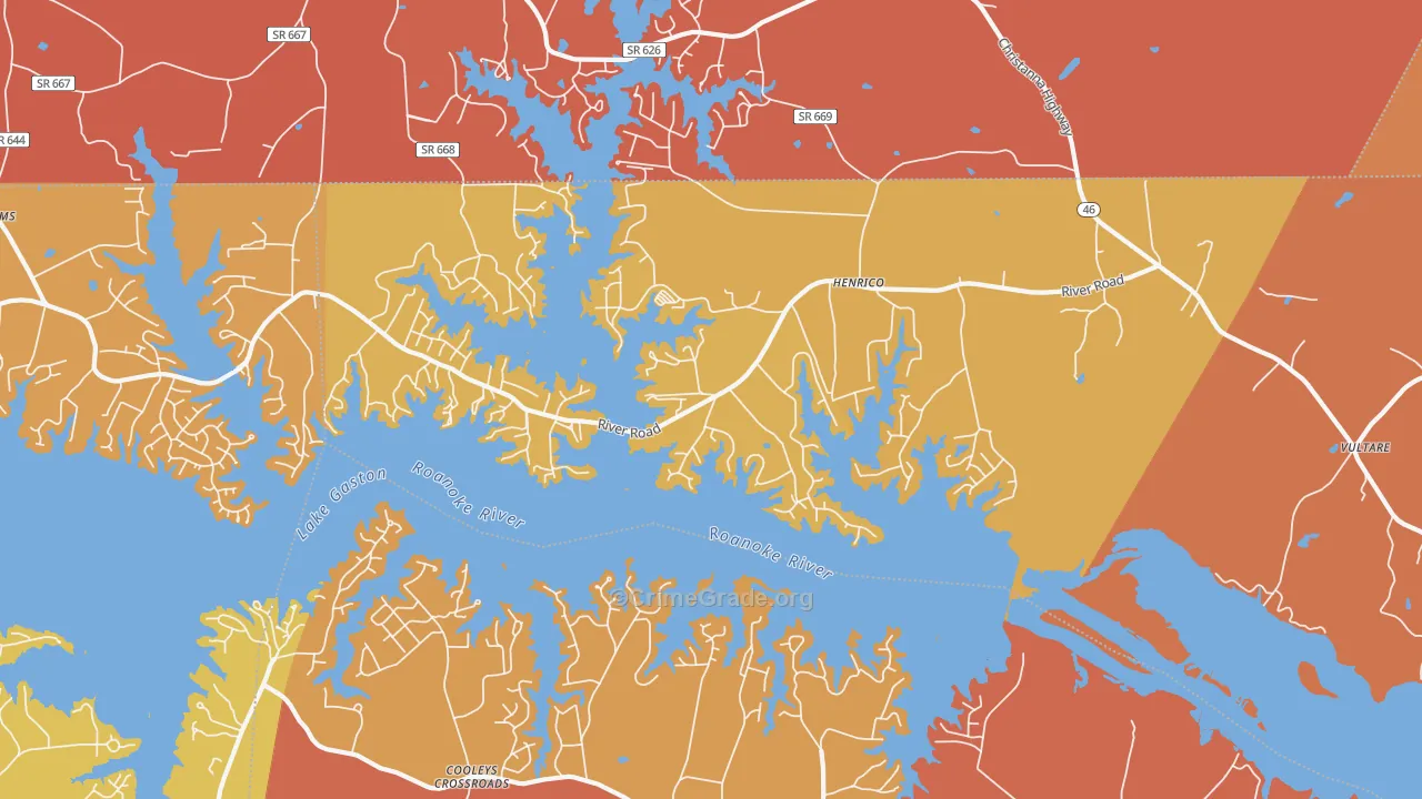 Henrico, NC Map of Burglary Rates
