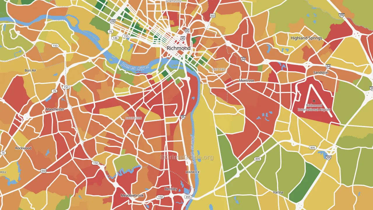 Henrico, VA Map of Burglary Rates