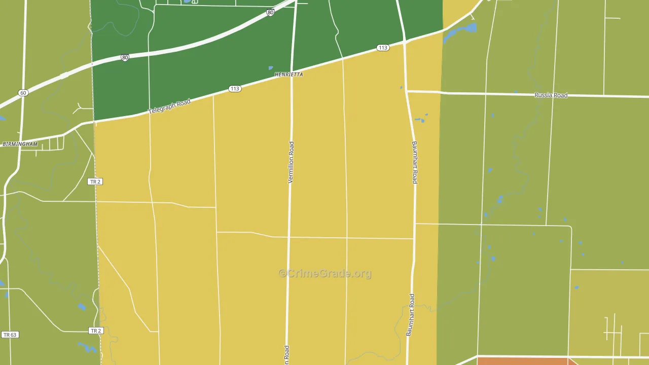 Henrietta, OH Map of Burglary Rates