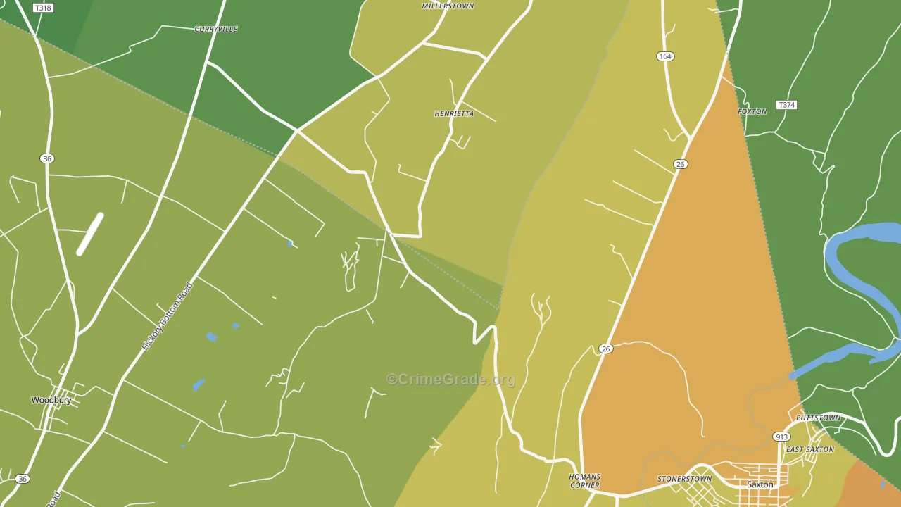 Henrietta, PA Map of Burglary Rates