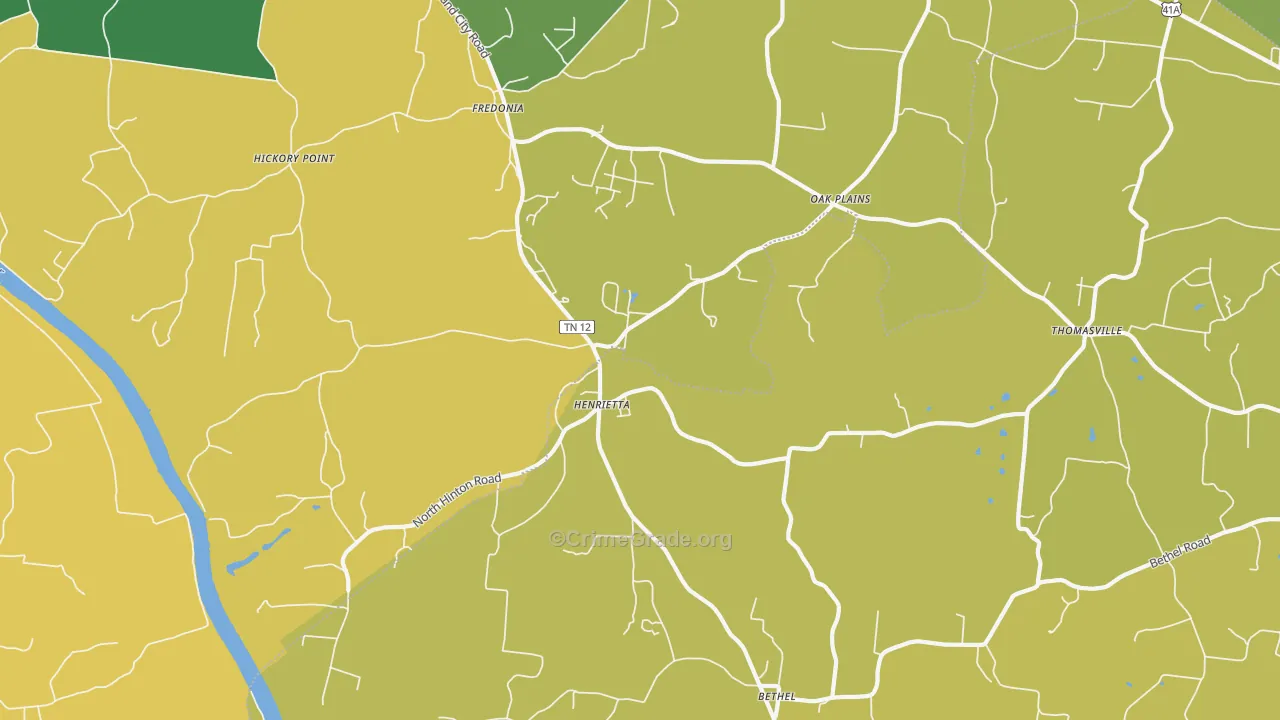 Henrietta, TN Map of Burglary Rates