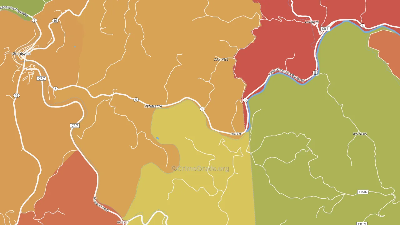 Henrietta, WV Map of Burglary Rates