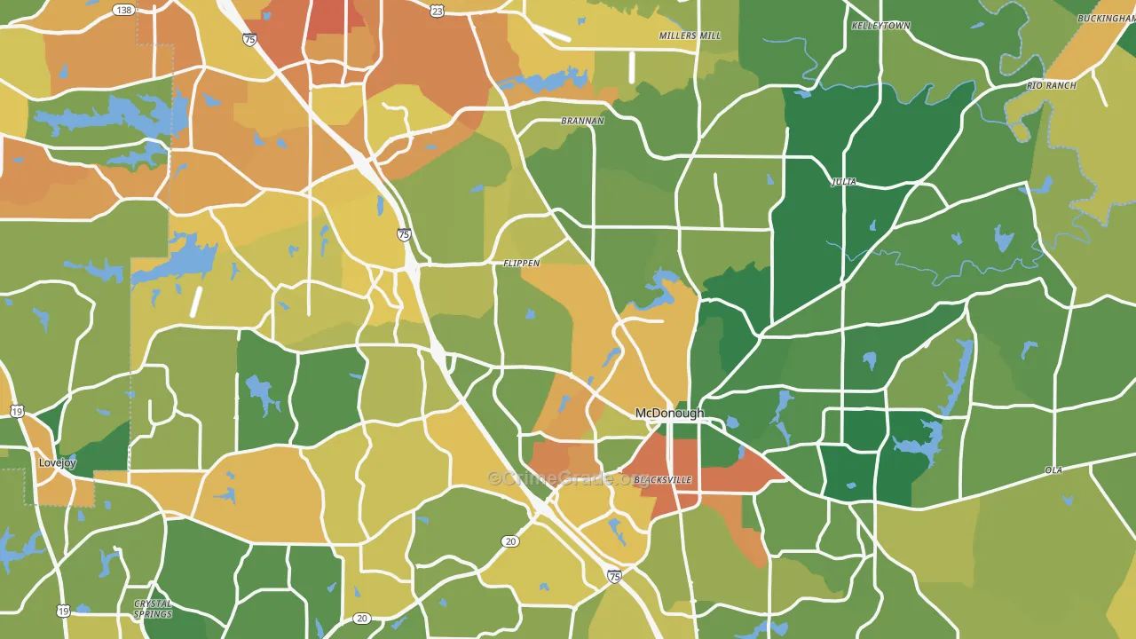 Henry County, GA Map of Burglary Rates