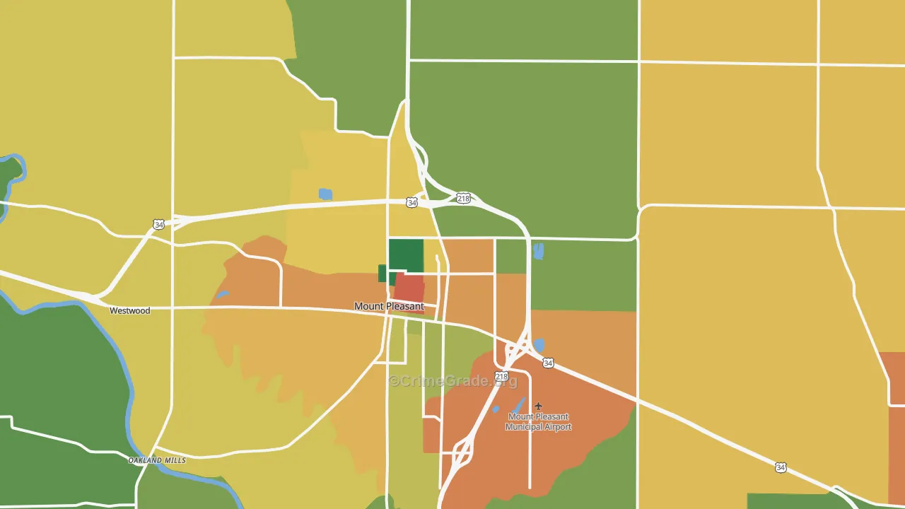 Henry County, IA Map of Burglary Rates