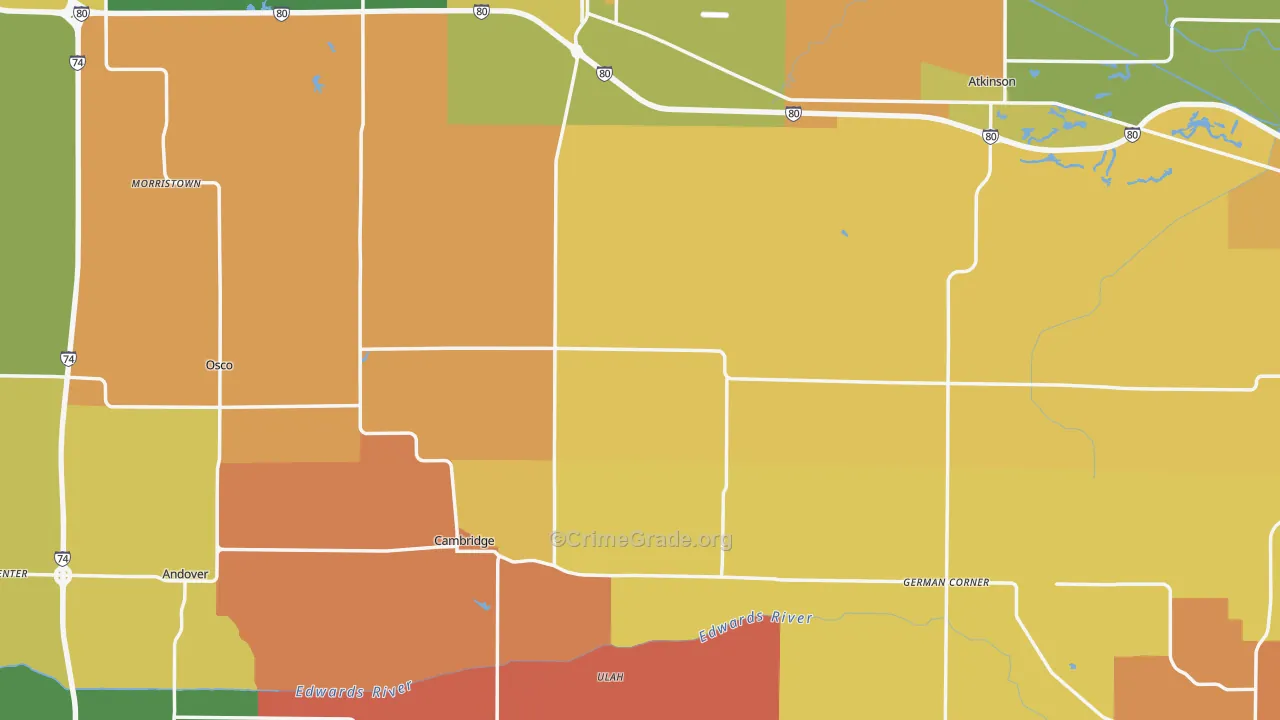 Henry County, IL Map of Burglary Rates
