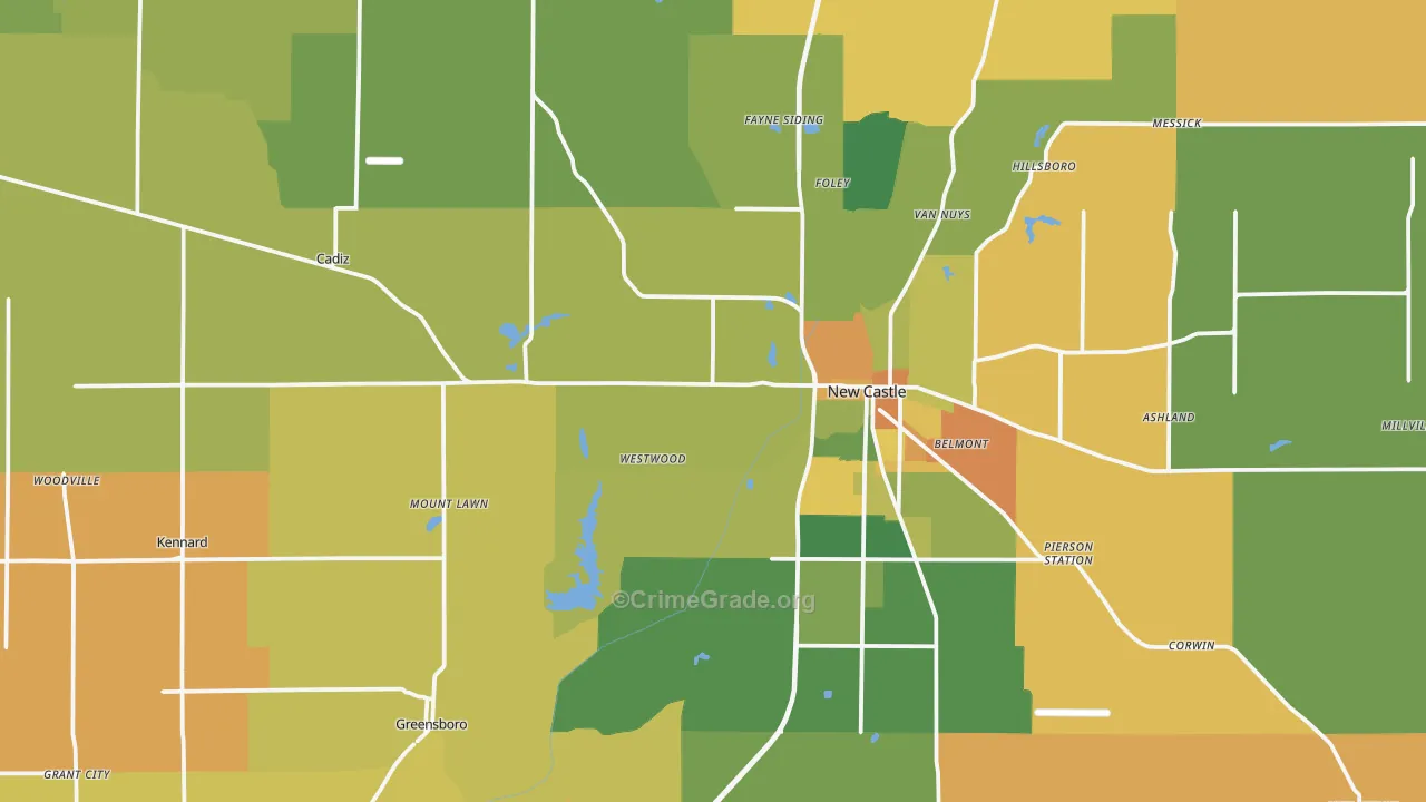 Henry County, IN Map of Burglary Rates