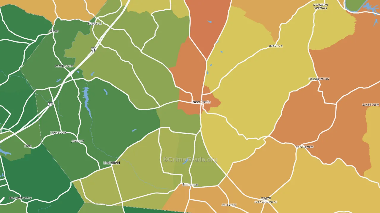 Henry County, KY Map of Burglary Rates