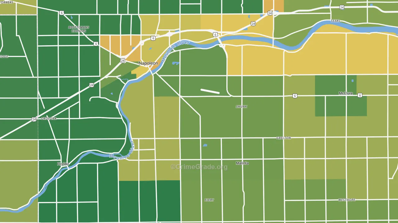 Henry County, OH Map of Burglary Rates