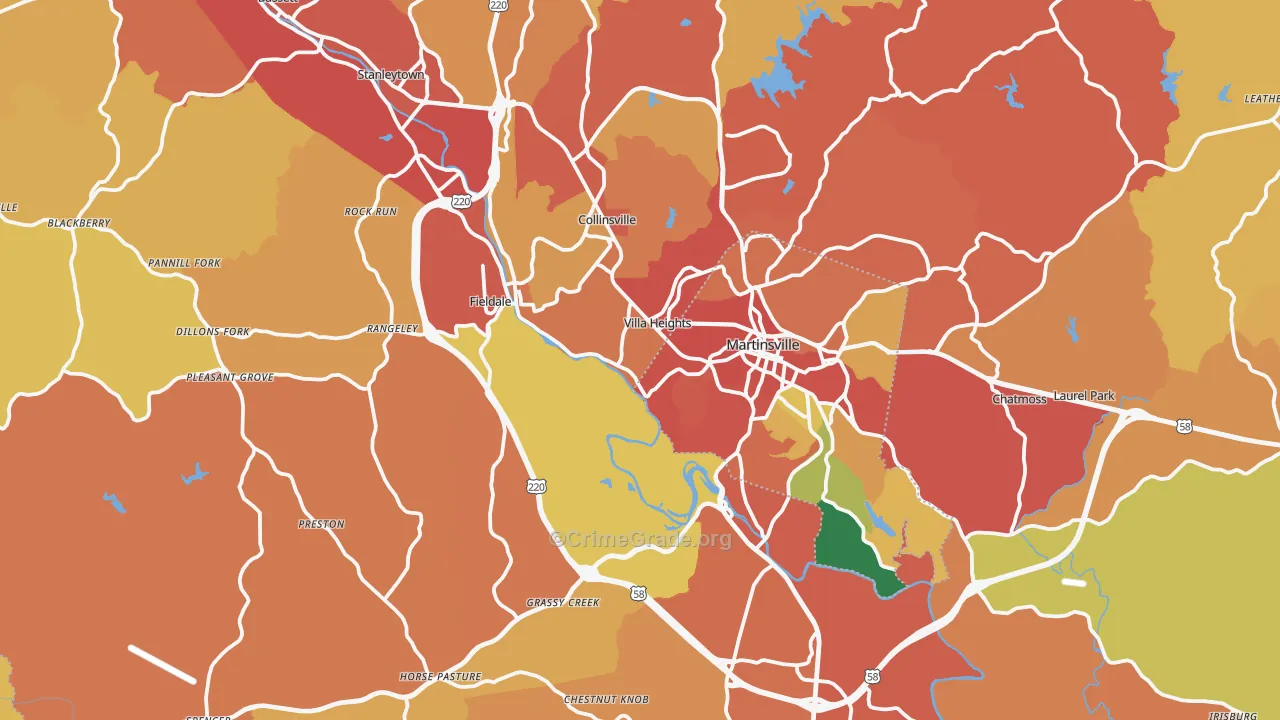 Henry County, VA Map of Burglary Rates
