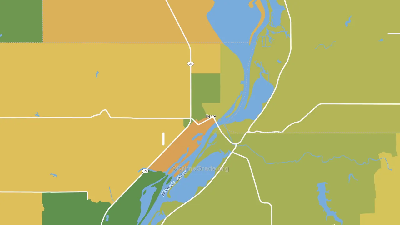 Henry, IL Map of Burglary Rates