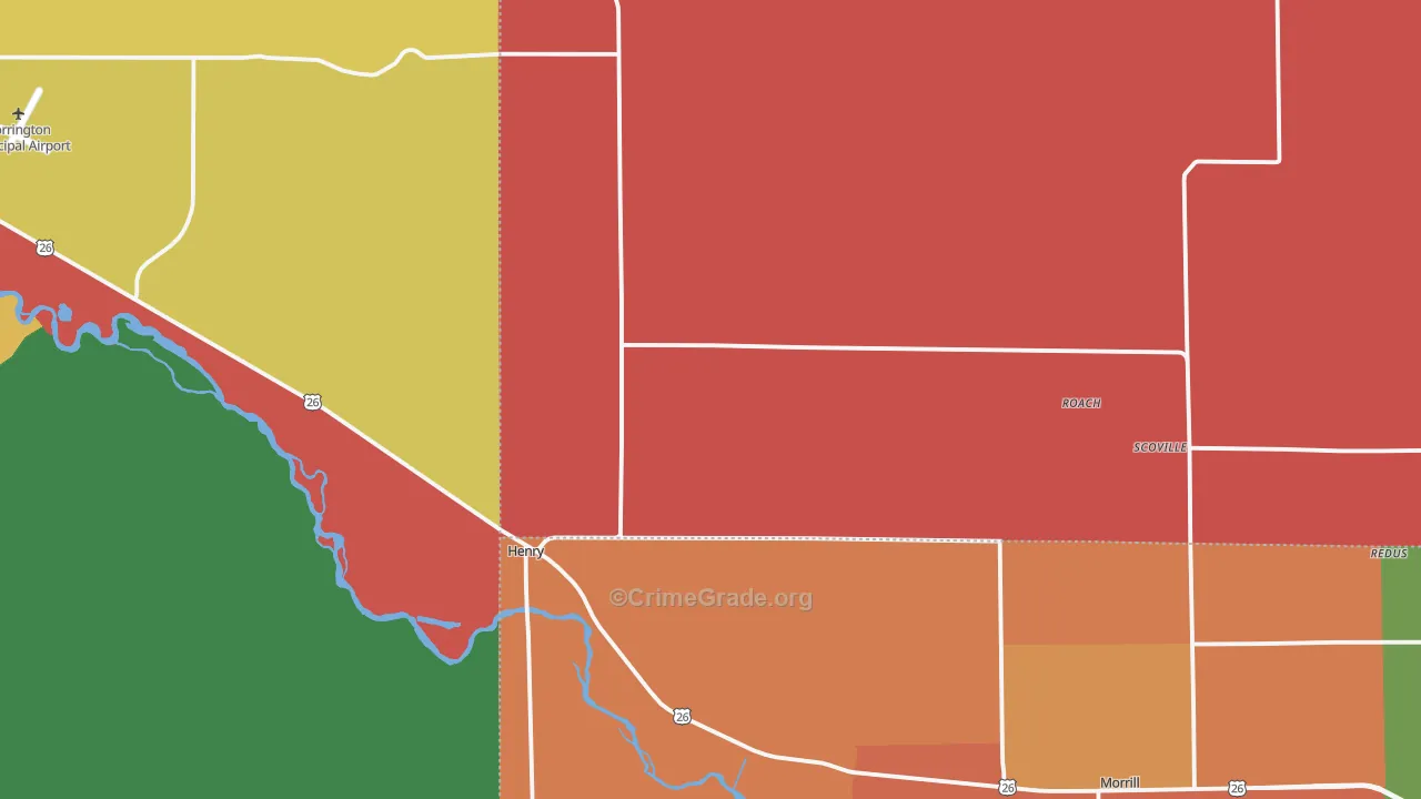 Henry, NE Map of Burglary Rates