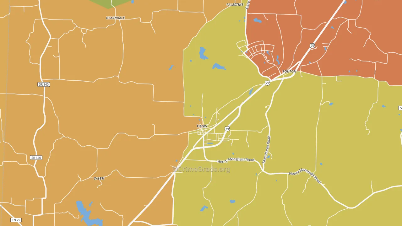 Henry, TN Map of Burglary Rates
