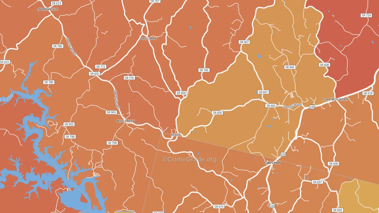 Henry, VA Map of Burglary Rates