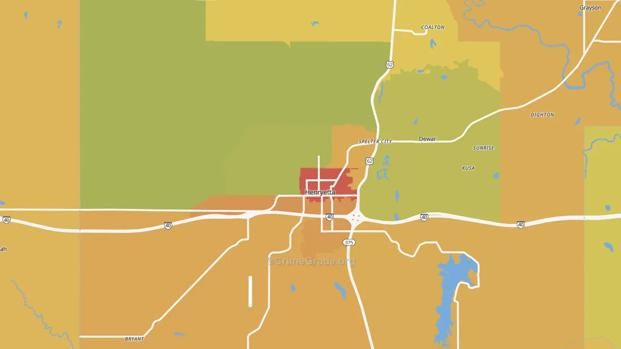 Henryetta, OK Map of Burglary Rates